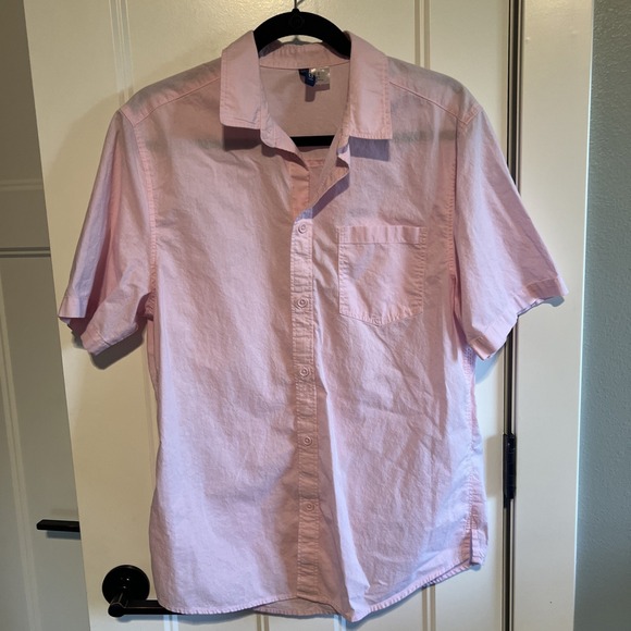 H&M Other - Men's H&M Divided Pink Button Down Short Sleeve Cotton Shirt Pocket Size M
